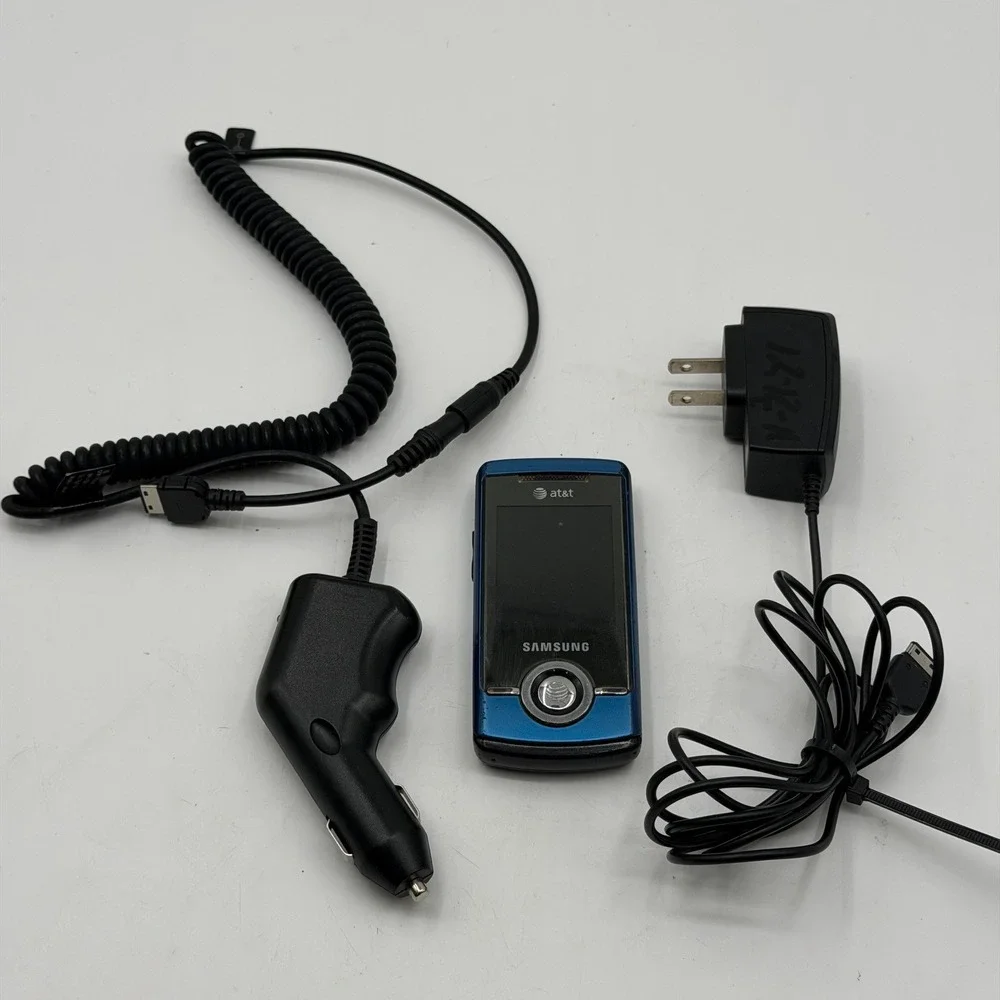 Samsung SGH-A737 Slider Phone Blue AT&T Vintage Mobile w Chargers PARTS ONLY